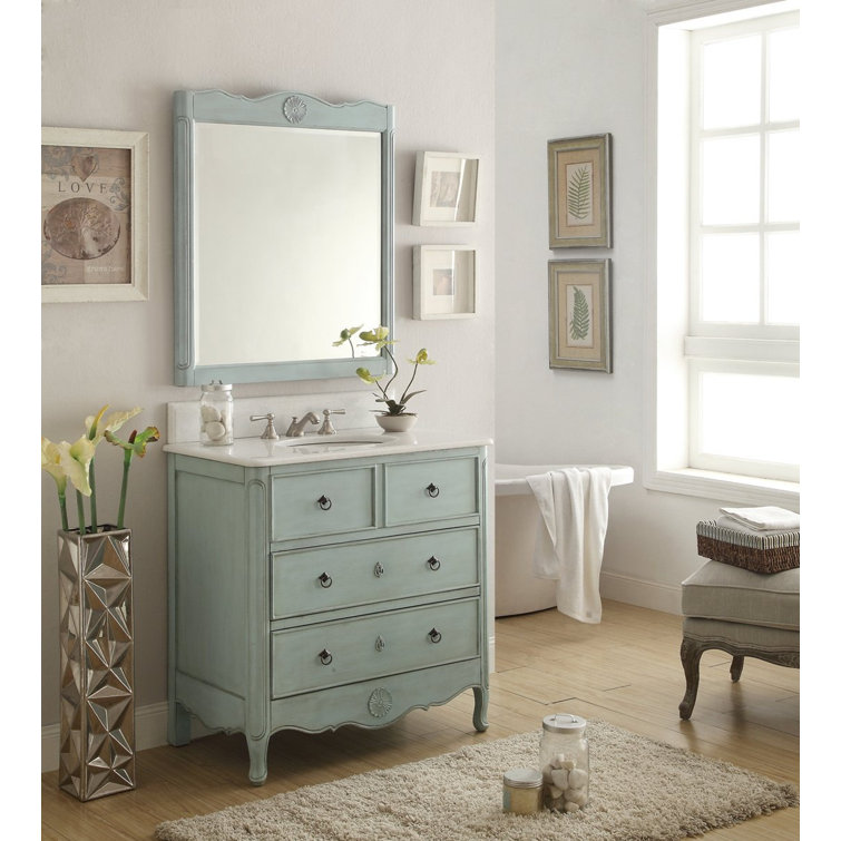 Ophelia & Co. Nallely 34'' Single Bathroom Vanity with Marble Top with